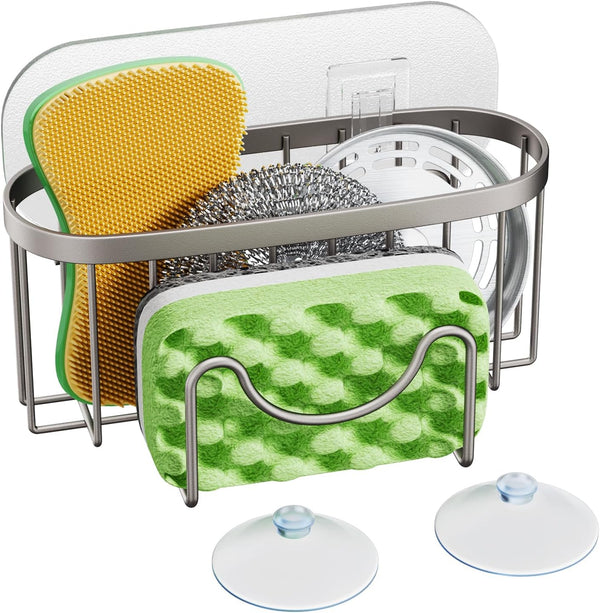 HapiRm Multifunctional Kitchen Sponge Holder with Unique M-Shaped, 2 Installation Ways Sink