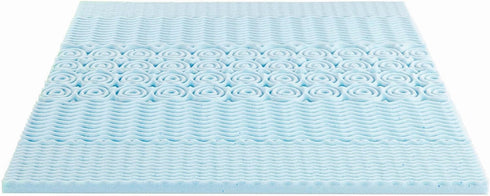Mellow 2 Inch 5-Zone Memory Foam Mattress Topper, Cooling Gel Infusion, Full Size, Blue