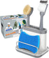 MR.SIGA Kitchen Sink Caddy, Organizer Sponge Brush Holder with Drip Tray, White & Gray