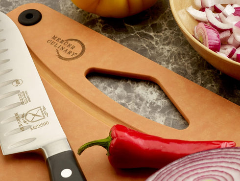 Mercer Culinary Composite Cutting Board, 11 3/4" x 9 1/4", Small with Silicone Feet and Integrated Channel