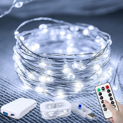 50LED Fairy Lights USB & Battery Powered, 16FT White Fairy String Lights