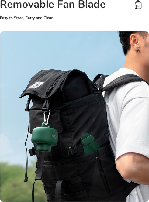JISULIFE Portable Camping Fan with Remote Control, 8000mAh Rechargeable Battery, 4 Speeds, Green
