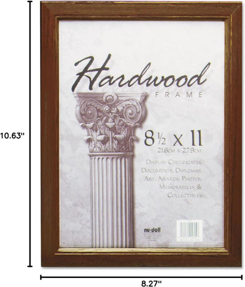 NuDell Certificate Frame | Walnut Brown | 8.5" x 11" Document Holder | Diploma & Picture Frames