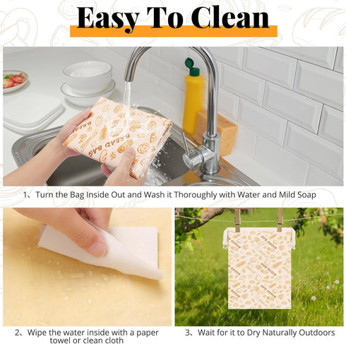 2 Pack Homelove Beeswax Bread Bags for Sourdough Homemade Bread - Reusable Organic Linen Bag Cotton Lining Sourdough