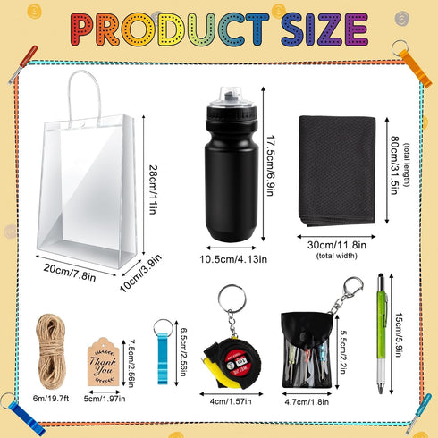 48 Denylo pro Pcs Baby Shower Prizes for Men with Kettle Ruler Pen Cooling Towel Tool Kit Bottle Opener Cardboard Hemp