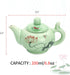 DELIFUR Celadon Handcrafted Porcelain Tea Set, Lotus Theme Tea Pot, Covered Teacup from China