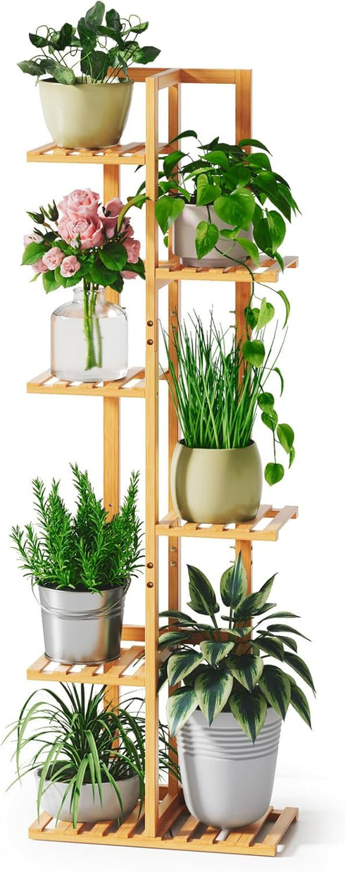 ROSSNY 48 Inch Talll Plant Stand Indoor, 6 Tier 7 Potted Bamboo