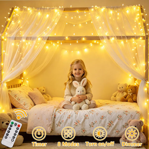 2 Pack 33ft 100 8 YEGUO Battery Operated String Lights Indoor, Each LED Twinkle Fairy Lights for Bedroom with Remote