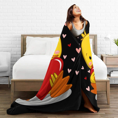 Perinsto 60"X50" Cute Duck with Heart Throw Blanket Ultra Soft Warm All Season Decorative Fleece Blankets for Bed Chair