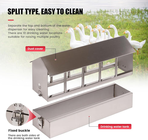 Automatic Chicken Waterer Stainless Steel Chicken Water Feeder Pigeon Water Dispenser with Float Valve Automatic