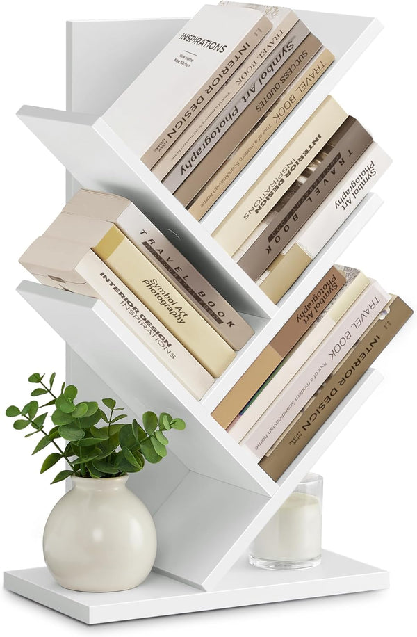 VASAGLE Tree Bookshelf, 5-Tier Bookcase, Small Bookshelf, Space-Saving Corner Shelf, Book Tree,