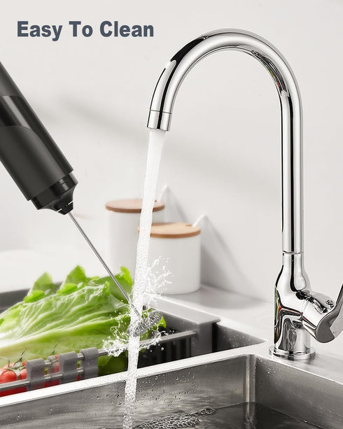 Milk Frother with Cover, Battery Operated Electric Frother, Whisk, Drink Mixer & Foamer for Coffee, Latte, Matcha, hot