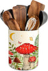 Hexagram Mushroom Decor Utensil Holder, Mushroom Kitchen Decor Ceramic Utensil Holder for