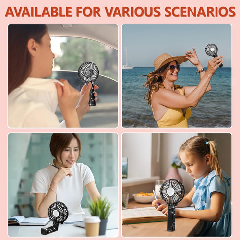 Mudder Crystal Bling Rhinestone Mini Handheld Fan, Portable USB Rechargeable Fan for Girls Women Outdoor Travel