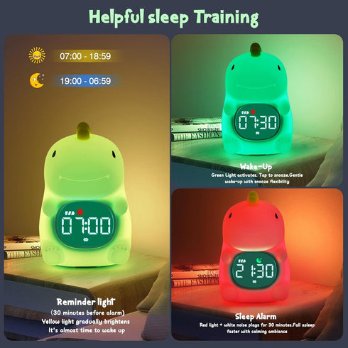 ollycasa Kids Alarm Clock, Ok to Wake Clock for Kids, Toddlers Night Light Clock for Bedroom, Dinosaur Alarm Clock