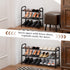 AUGOHCMIL 3-Tier Closet, Expandable Shoe Rack, Metal Small Shoe Rack, Adjustable Shoes Organizer, Storage Shelf