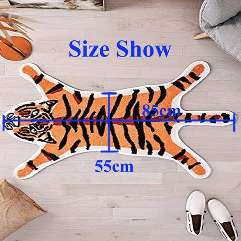Cute Faux Tiger Print Rug, Small Area Rug for Home Decor, Fluffy Animal Print Kids Carpet, Orange 1.8x2.8 ft