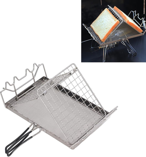 Camping Stove Toaster Outdoor Barbecue Bread Rack, Portable Stovetop Folding Cake Baking