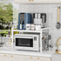 Adjustable Over the Microwave Shelf, 2 Tier Microwave Rack with Spice Organizer and Hooks for Kitchen, White