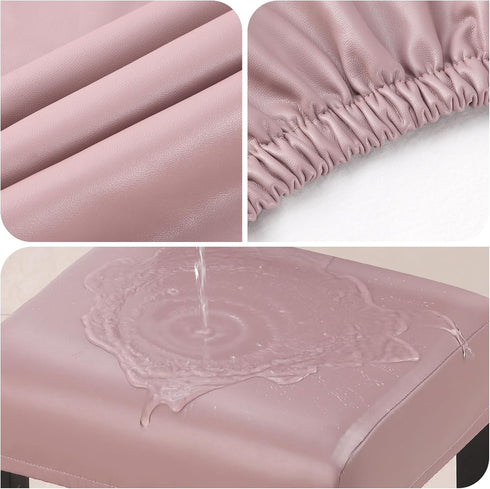 2 Pack Counter YISUN Stool Covers Rectangle - Stretch Oilproof Waterproof PU Bar Stool Covers Saddle Seat Pub Vanity