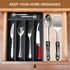 Small Kitchen Utensils Drawer Organizer Black Wooden Flatware Cutlery Tray Silverware Divider Organizer Narrow Wood Silverware Utensil Tray for Drawer Insert Cutlery Fork Spoon Holder for Drawer by Ayiaren