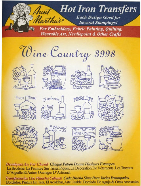 Aunt Martha's Iron On Transfer Patterns, Set of 5 for Stitching, Embroidery or Fabric Painting