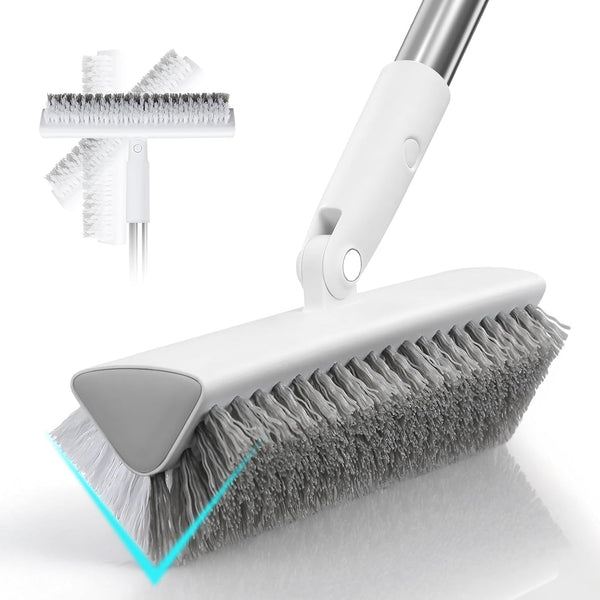 MOPALL Floor Scrub Brush with Long Handle 55", Dual-Sided Stiff Bristle Grout