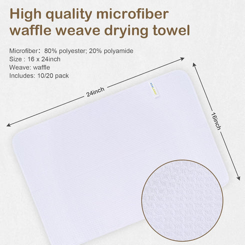 16 Inch 24 Inch 10 Pack SINLAND Microfiber Sublimation Blank Towels - Fast Drying Waffle Weave Kitchen Towel, Tea Towel