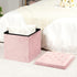 B FSOBEIIALEO Storage Ottoman Cube, Velvet Tufted Folding Ottomans with Lid, Footstool Rest Padded Seat for Bedroom