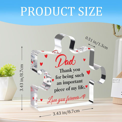 Jemo Fathers Day Dad Gifts from Daughter Son Wife-Acrylic Puzzle Plaque-Birthday Thanksgiving Christmas Retirement Gift