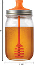 Jarware Orange Honey Dipper Lid for Regular Mouth Mason Jars, 16-Ounce