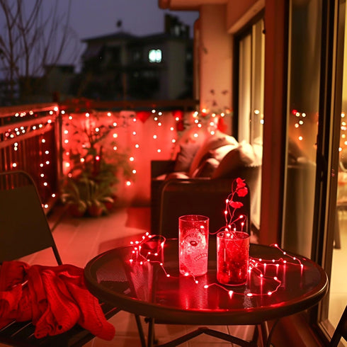 JMEXSUSS 4 Pack 50 LED Red Fairy Lights, 16.1ft Mini Firefly Starry Lights for Bedroom Wedding Party Decorations