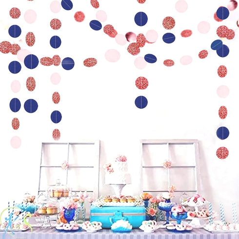 Navy-Blue Pink Rose-Gold Gender-Reveal Decorations, 52FT Party Streamers Garland Backdrop Banner Decor for Baby Shower,