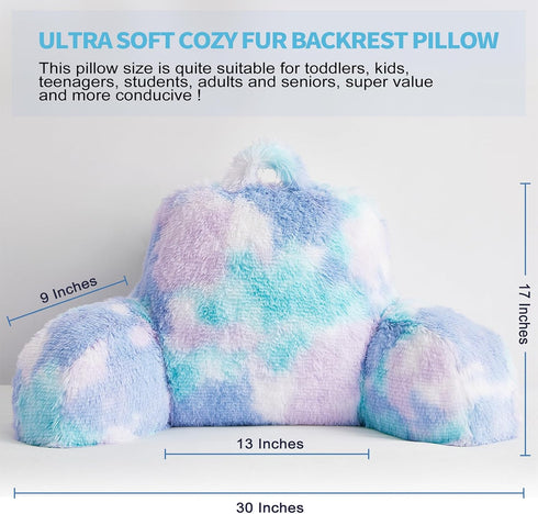 Hobed Life Cozy 30x17x17 Inch, Fur Backrest Pillow with Arms, Premium Filling, Great Back Support Reading Pillow