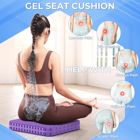 TushGuard Gel Seat Cushion for Long Sitting, Enlarged & Thickened Office Chair Cushion, Breathable Cooling for