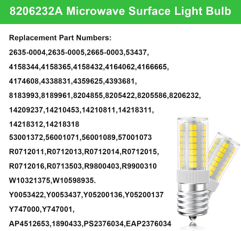 LED Microwave Light Bulb - 40W Incandescent Replacement for Stove, Refrigerator, Range Hood - E17 Base, 120V, 360LM