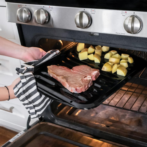 Certified Appliance Accessories SPL50016 Large 2-Piece Broiler Pan & Grill Set, Porcelain-on-Steel Broiler Pan for