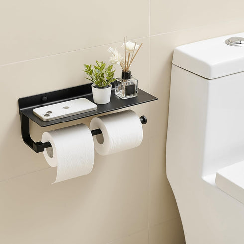 Hand Towel Holder for Bathroom -Paper Towel Holder Wall Mount - for Bathroom Black Paper Towel Holder with Shelf