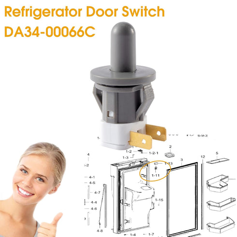 DA34-00066C Refrigerator Door Switch, Compatible with Samsung Bottom-Mount Door Light Switch 2705488, AP5306252