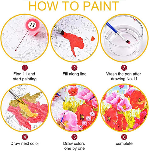 Tucocoo Wildflower DIY Paint by Number for Adults, Rustic House Digital Oil Painting Kits on Canvas for Home Decor