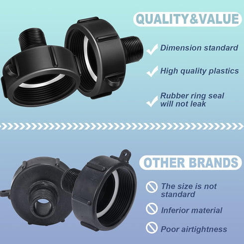 Zonon 2 Pieces IBC Tote Tank Adapter, Garden Hose Drain Plug Connector for Water Tank Hose Connection