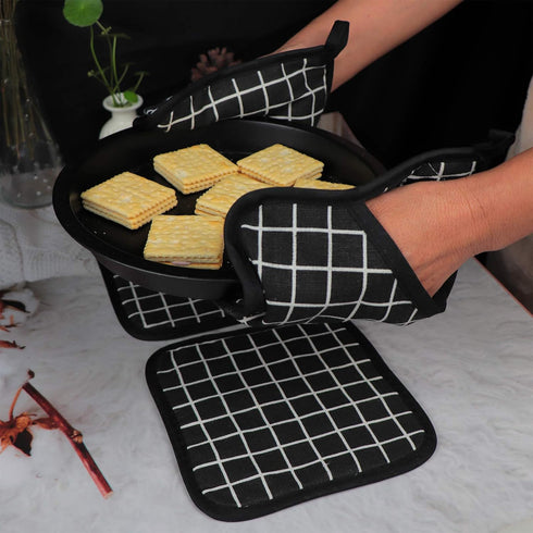 Heat Resistant Potholders, 6 Kitchen Pot Holders Set with 2 Pan Hot Handle Holders, Trivet for Cooking and Baking, Mixed