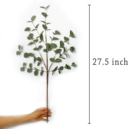 6 Pcs Eucalyptus Stems, 27'' Greenery Leaf Spray, Artificial Floral Plants for Home Party Wedding Decoration