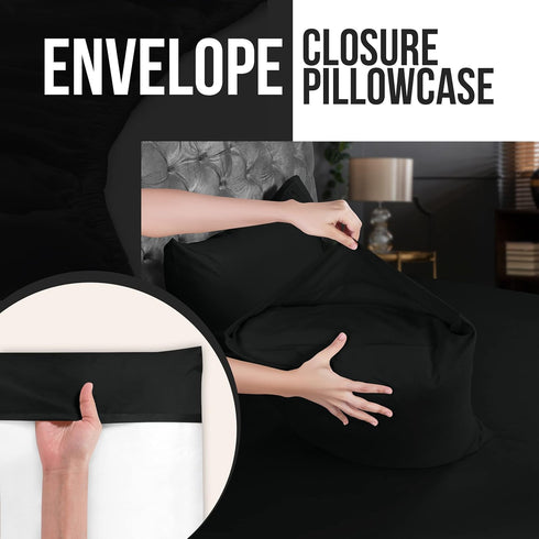 Utopia Bedding King Pillow Cases - 4 Pack Black Soft Brushed Microfiber Fabric, Envelope Closure, 20 x 40 Inches