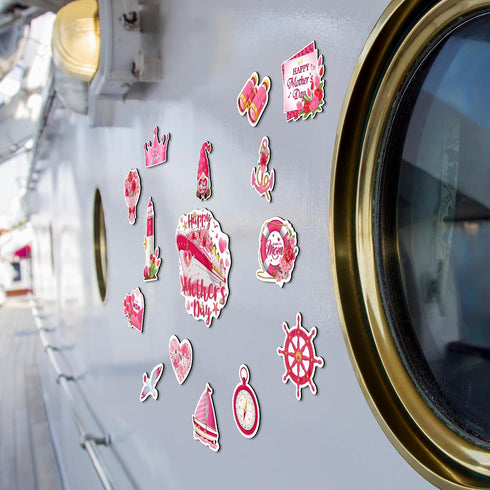 Capoda 16 Pieces Mother's Day Cruise Door Magnets, Bulk Fridge Magnetic Decals for Happy Mother's Day Decorations