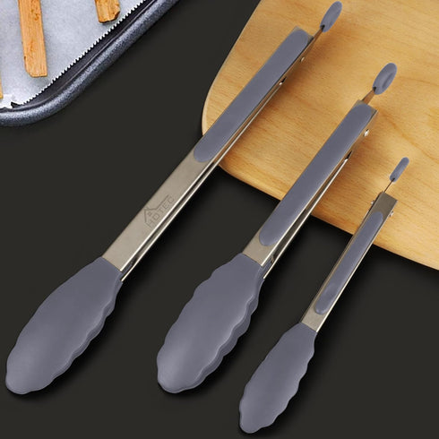 HOTEC Premium Stainless Steel Locking Kitchen Tongs - Set of 3-7", 9" and 12"