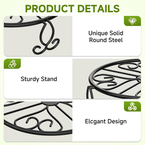 8" 9" 10" 11" 4-Pack Wrought Iron Plant Stands for Outdoor & Indoor Use, Heavy Duty Rustproof Metal Pot Stand Holder