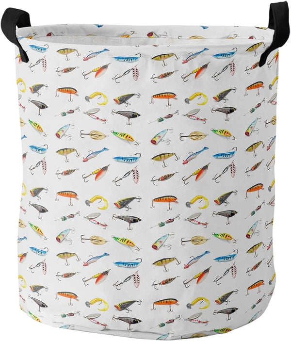 LiDU 17-inch Laundry Hamper Foldable Laundry Basket, Seaside Fishing Waterproof Clothes Hamper for