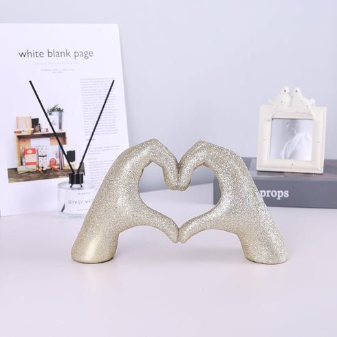 Heart Hand Sculpture, Champagne Gold Home Decor Aesthetics for Shelves on Coffee Table Dining Table Centerpiece