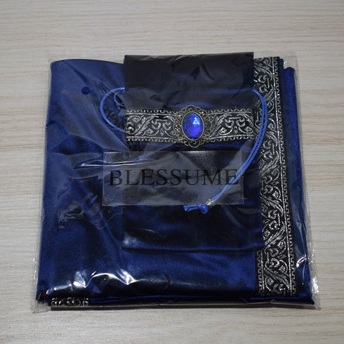 BLESSUME Square Velvet Altar Tarot Table Cloth and Pouch, Dark Blue